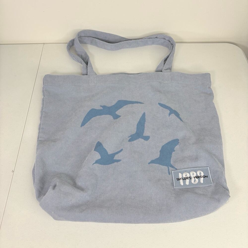 Taylor Swift 1989 Taylor's Version Tote Bag Blue Corduroy Seagulls 16x15”